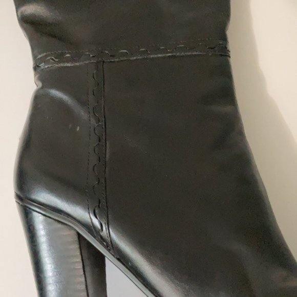 Nine West Black Leather Heeled Knee high Tall Shaft Boots 9 - Picture 5 of 16